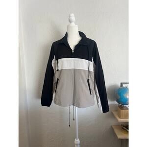 Gray Black Colorblock Windbreaker Women's Sz M Streetwear Sporty